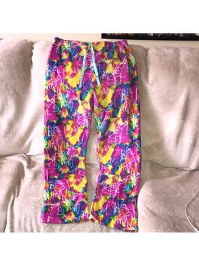 London XL fleece Bright Multicolor Tie-Dye Lounge Pants